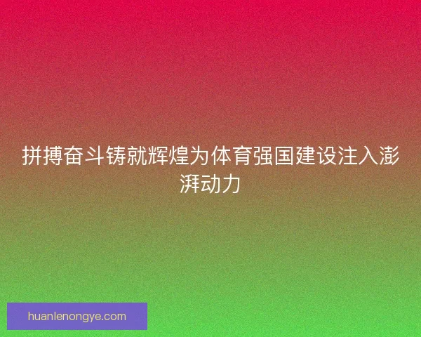 拼搏奋斗铸就辉煌为体育强国建设注入澎湃动力